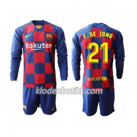 FC Barcelona F.DE JONG 21 Barn Hjemmedraktsett 2019-2020 Langermet (+ Korte bukser)